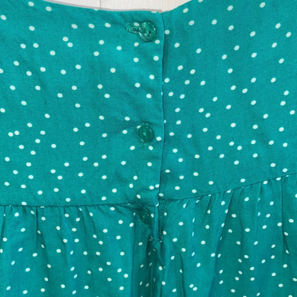 Gymboree Girls Green and White Polka Dot Dress